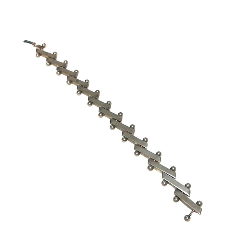 925 Silver Half Moon Bracelet Pinned Together